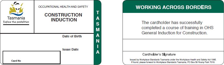 A Tasmanian (TAS) White Card